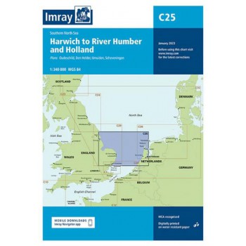 Imray C 25 - Southern North Sea Passage Chart, Harwich to River Humber and Holland