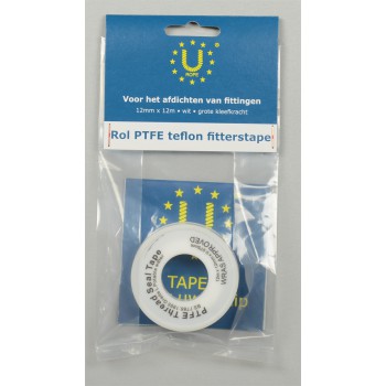 PTFE teflon fitterstape, 12mm x 12m, wit